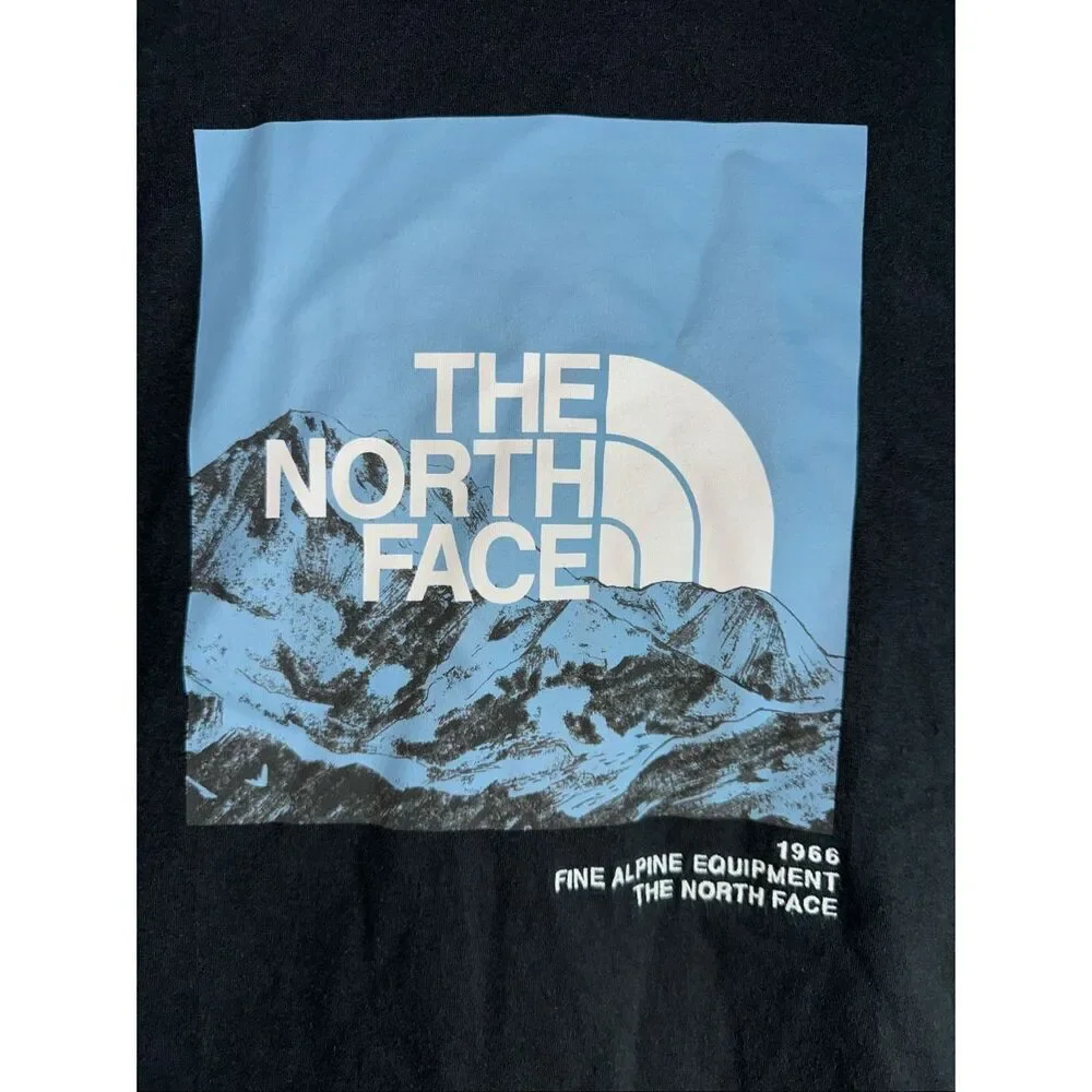 The North Face Box NSE Long Sleeve Graphic Tee Men’s Medium Blue/White Mountain